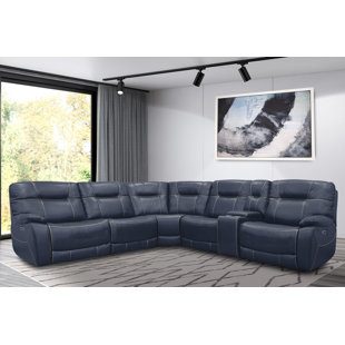 Navy blue sectional online with recliner